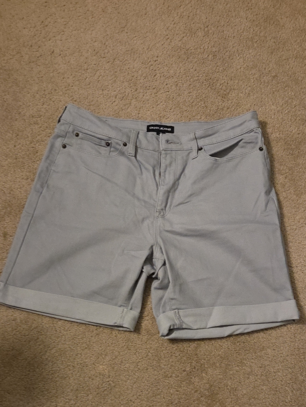 DKNY Light Gray Rolled-Hem Cotton Shorts